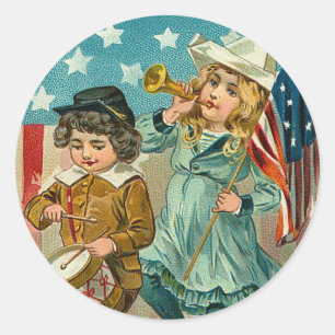 Autocollant patriotique vintage de fille et de
