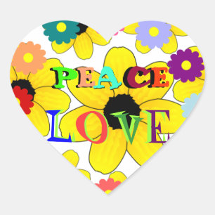 Autocollant Peace and Love des années 1960