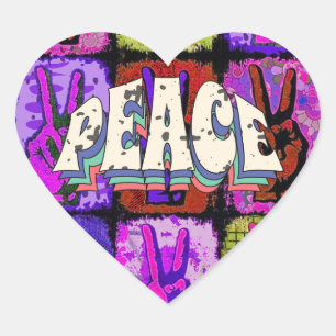 Autocollant Peace Heart
