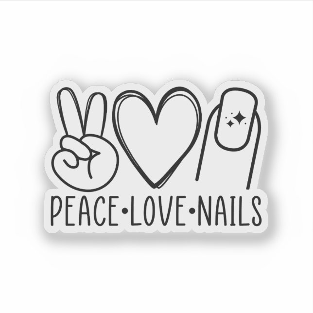 Autocollant Peace Love Nails : Cadeau pour l'artis (Devant)