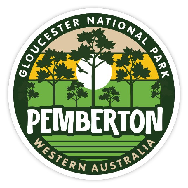 Autocollant Pemberton, Australie occidentale (Pemberton, Gloucester National Park Western Australia Retro Round Sticker)