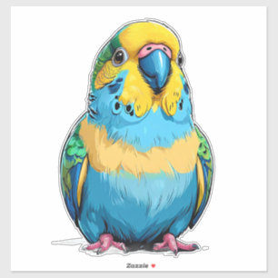 Autocollant Perruche Bleu Clair Dessin de Joli Ois