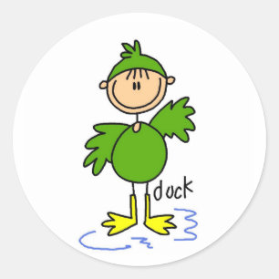 Autocollant personnage bâton en costume de canard