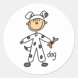 Autocollant Personnage bâton en costume de chien