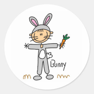 Autocollant Personnage Bâton en Tenue de Lapin