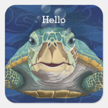 Autocollant personnalisable Hello Turtle