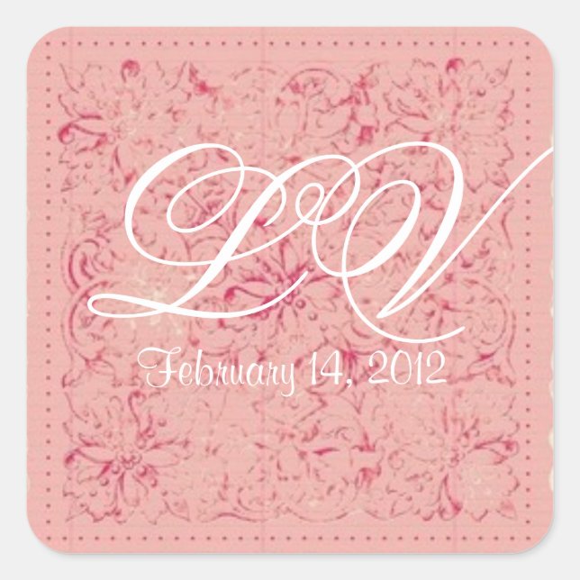 Autocollant personnalisable Monogramme Mariage en  (Devant)