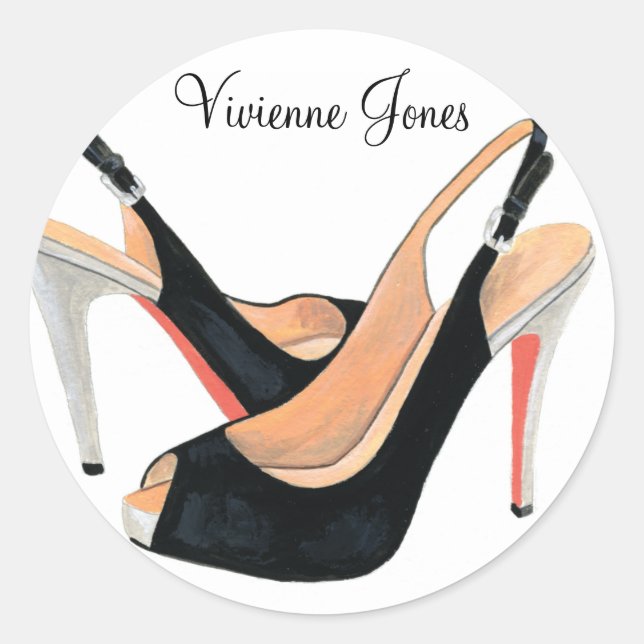 Autocollant personnalisé à talons hauts noirs (Devant)