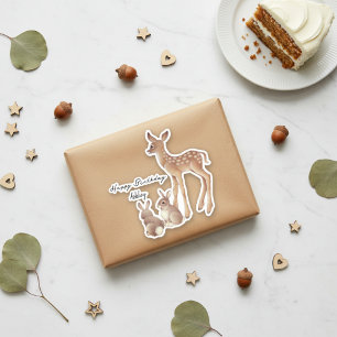 Autocollant personnalisé Anniversaire Cute Fawn Et