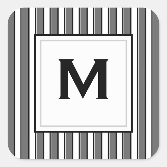 Autocollant personnalisé avec monogramme et rayure (Devant)