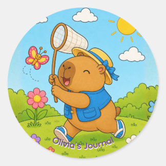 Autocollant personnalisé avec nom de capybara Kawa