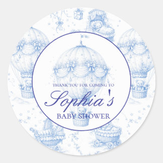 Autocollant personnalisé Baby Shower Toile de Jouy