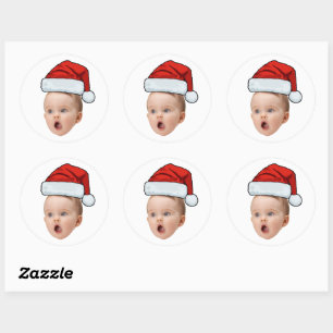 Autocollant personnalisé bébé visage photo Santa H