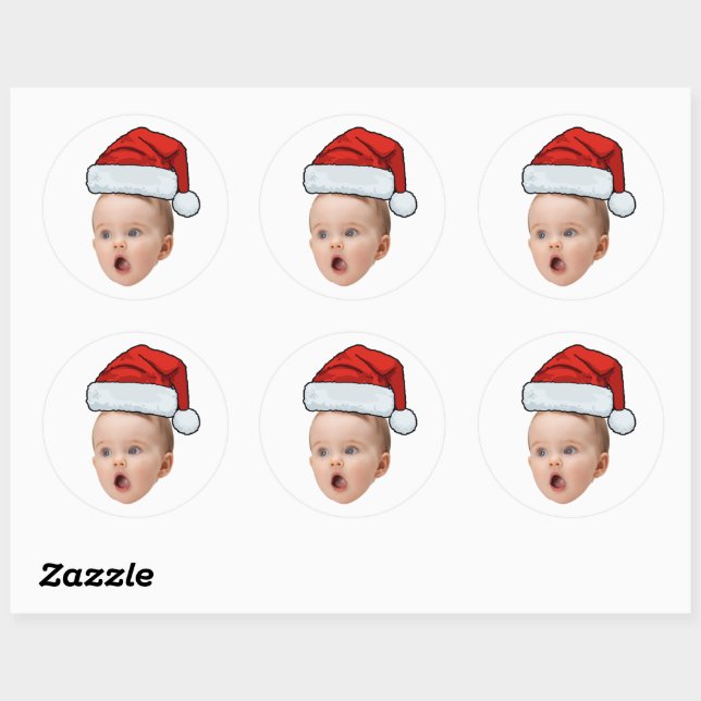 Autocollant personnalisé bébé visage photo Santa H (Feuille)