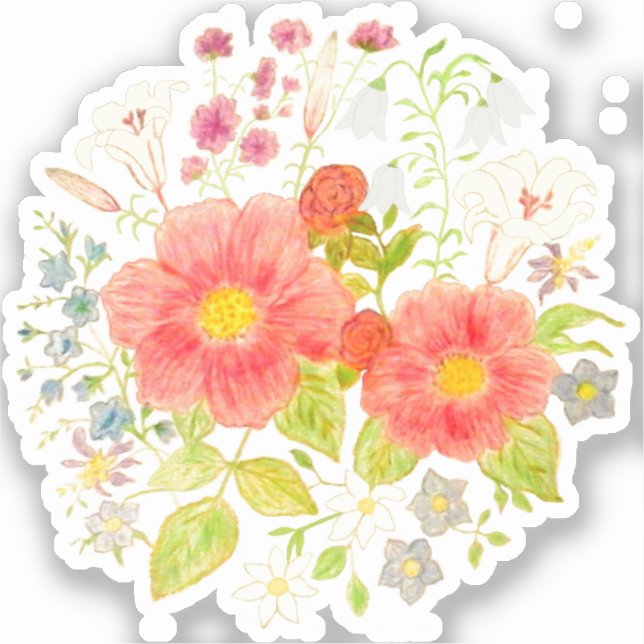 Autocollant personnalisé Bouquet de fleurs  (Recto)
