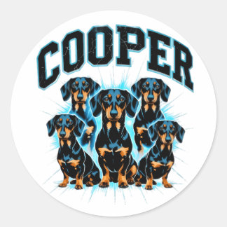Autocollant personnalisé Cooper Dachshund Vintage