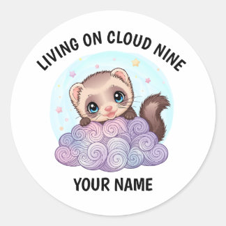 Autocollant personnalisé de furet mignon avec text