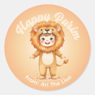 Autocollant personnalisé de Pourim – Thème Lion