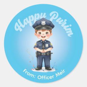 Autocollant personnalisé de Pourim - Thème Police