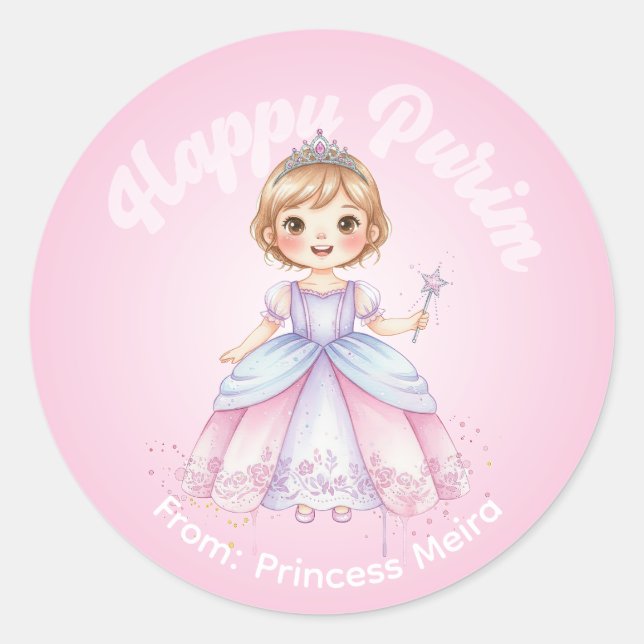 Autocollant personnalisé de Pourim – Thème Princes (Devant)