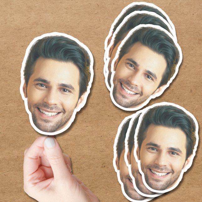 Autocollant personnalisé | Étiquette Face et Photo (Créateur téléchargé)