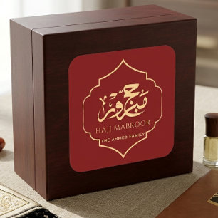 Autocollant personnalisé Hajj Mabroor Or Rouge