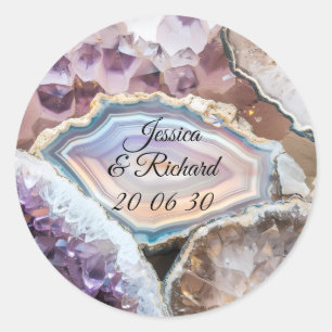 Autocollant Personnalisé Mariage Cristal Géode