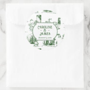Autocollant personnalisé mariage vert forêt toile 