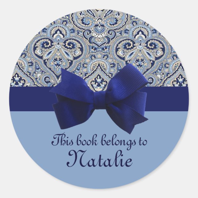 Autocollant personnalisé Paris Paisley Indigo 2 (Devant)