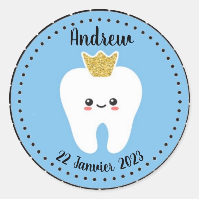 Autocollant personnalisé Première Dent Bébé Garçon (Devant)