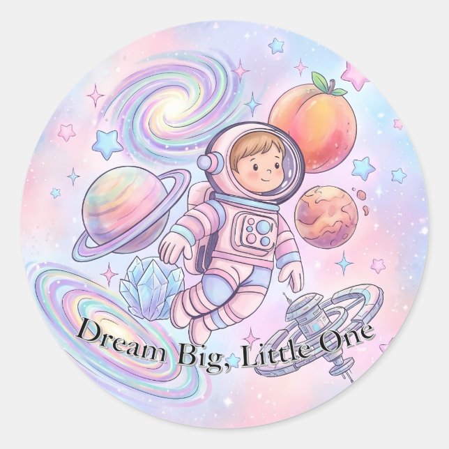 Autocollant Petit Astronaute Pastel Mignon - Espac (Devant)