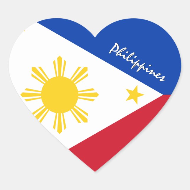Autocollant Philippines, Cœur, Amour, Drapeau phil (Devant)