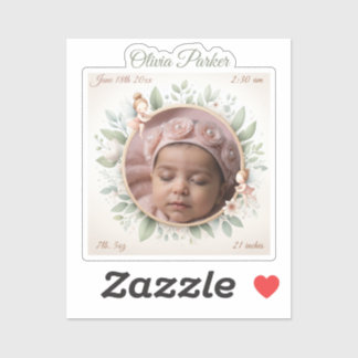 Autocollant photo bébé personnalisable avec cadre