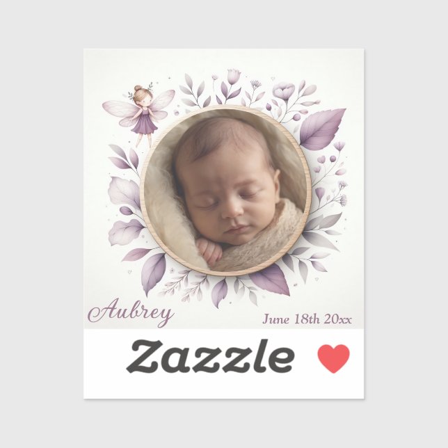 Autocollant photo bébé personnalisable avec cadre  (Feuille)