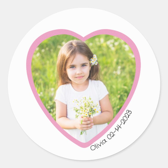 Autocollant photo couleur rose - Saint-Valentin (Devant)