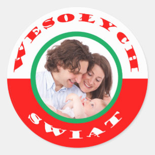 Autocollant photo de Noël américano-polonais