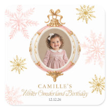 Autocollant photo flocon de neige rose de Winter O
