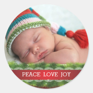 Autocollant photo personnalisé Christmas Peace Lov