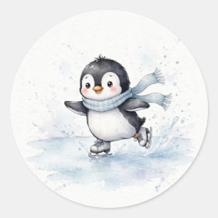 Autocollant Pingouin Patinage Artistique