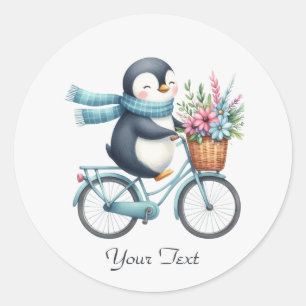 Autocollant Pingouin Vélo Floral
