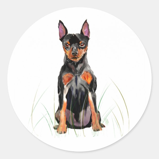 Autocollant Pinscher Nain, Amateur de chien Min Pi (Devant)