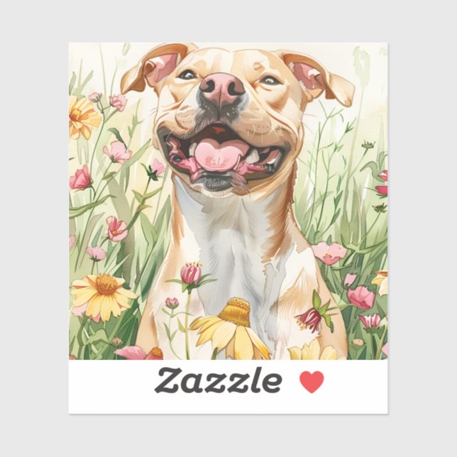 Autocollant Pit Bull – Conception Aquarelle (Feuille)