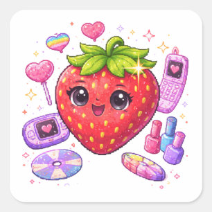 Autocollant Pixel Strawberry Y2K