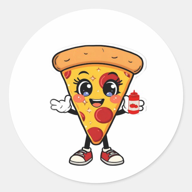 Autocollant Pizza Mignon Kawaii (Devant)