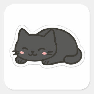 Autocollant PNG Chat Noir – Pelote de Chat Kawaii