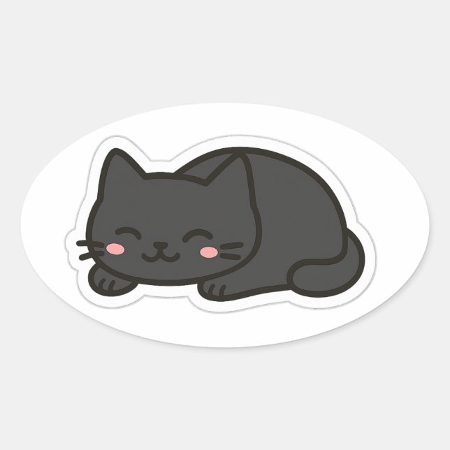 Autocollant PNG Chat Noir – Pelote de Chat Mignon  (Devant)