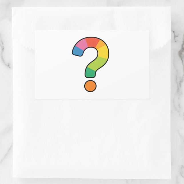 Autocollant Point d'Interrogation Arc-en-Ciel | Dé (Sac)