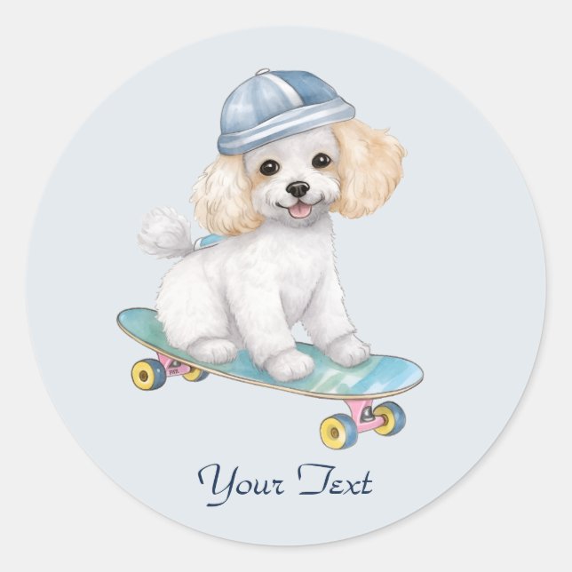 Autocollant Poodle Aquarelle (Devant)