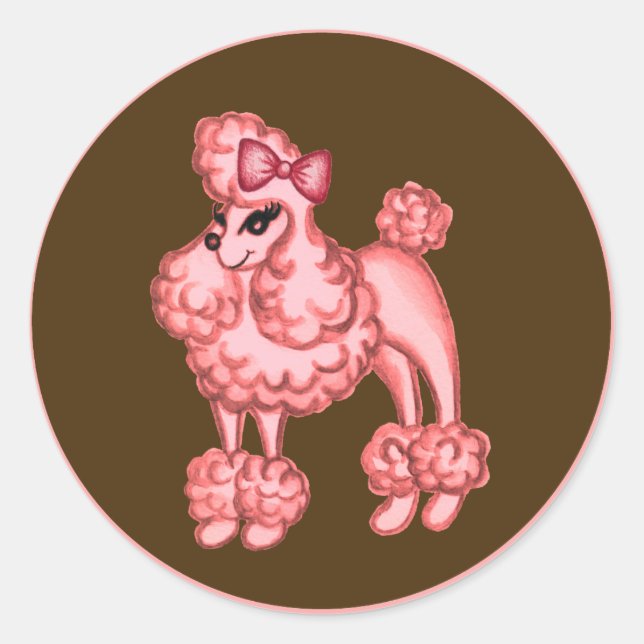 Autocollant Poodle Rose (Devant)