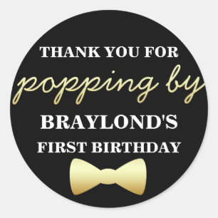 Autocollant Popcorn noir et or avec Cravate Bow